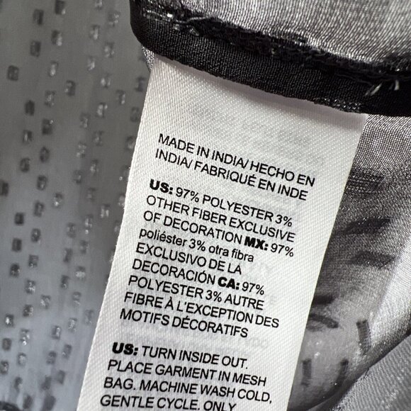 Chicos Women's Blouse Size XL Whimsy Goth Metallic Gray Beaded Bohemian Sheer - Picture 9 of 13